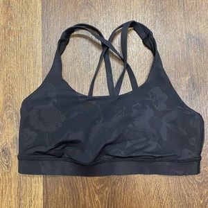 Black floral lululemon energy bra